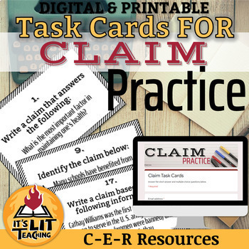 Preview of Claim Task Cards (C-E-R Practice) for Middle or High School