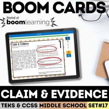 Preview of Claim and Evidence Task Cards Digital Boom Cards