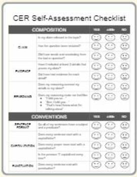 Preview of Claims Evidence Reasoning CER Student Self-Assessment Checklist