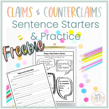 Preview of Claims and Counterclaims Sentence Starters and Practice FREEBIE