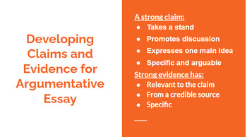 Preview of Claims and Evidence Ideas for Argumentative Essay!