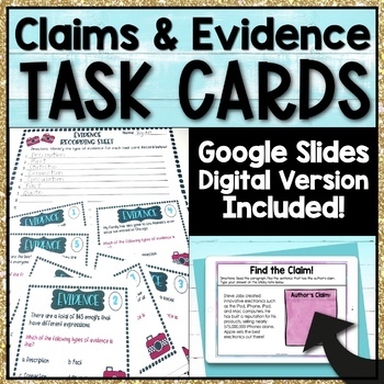 Preview of Claims and Evidence Task Cards