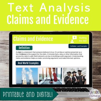 Preview of Claims and Evidence | Text Analysis |