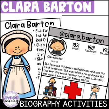 Preview of Clara Barton Biography Activities, Report, & Flip Book - Women's History Month