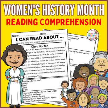 Preview of Clara Barton Reading Comprehension / Women's History Month Worksheets