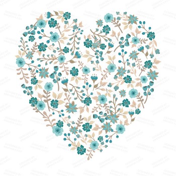 Spring Garden Floral Heart Clipart in Vintage Blue - Flower Vectors ...