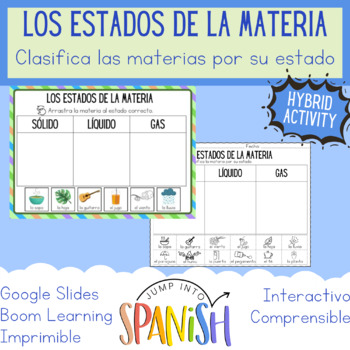 Preview of Clasifica la materia por su estado | Hybrid | 2nd grade | Boom Google Paper