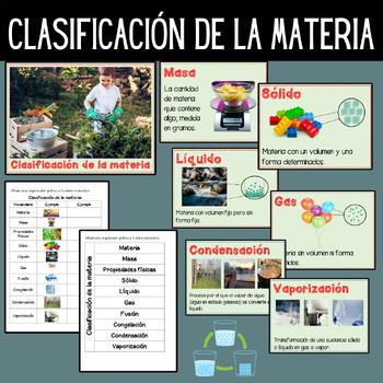 Preview of Clasificación de la materia Vocabulario Power Point y organizadores gráficos