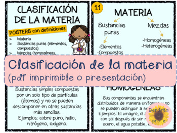Preview of Clasificación de la materia (pósters imprimibles o presentación) PDF.