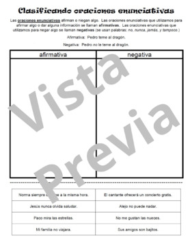 Preview of Clasifica oraciones enunciativas - Distance Learning - Enunciative Sentences