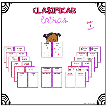 Preview of Clasificar Letras - Letter Sorting Mats Rosa y Violeta