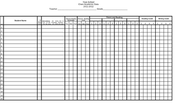 Preview of Class Academic Data Worksheet