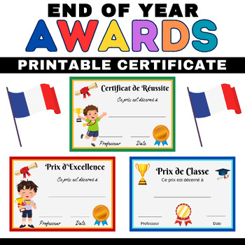 Preview of Class Award Certificates in French - End of the Year Awards Certificates