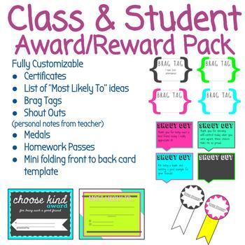 Preview of Class Awards/Rewards/Certificate Templates
