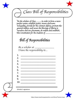 Preview of Class Bill of Responsibilities