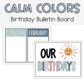 Preview of Class Birthday Bulletin Board Display | Calm Colors