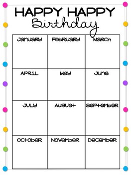 Class Birthday Chart by The Reasonably Glamorous Teacher | TPT