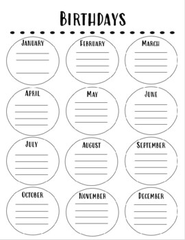 Class Birthday Printout by Simply SPED Science | TPT