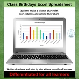 Class Birthdays Spreadsheet & Color Columns Chart Spreadsh