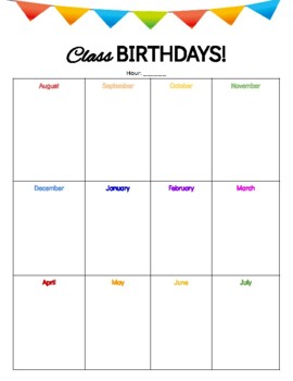 Class Birthdays: Teacher Chart by socialstudieswithzenzen | TPT