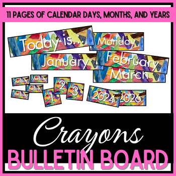 Preview of Class Calendar - Days, Months, Dates, & Years - Crayons Watercolor
