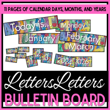 Preview of Class Calendar - Days, Months, Dates, & Years - Letters Letters Watercolor