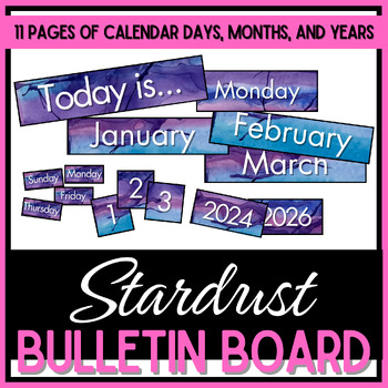 Preview of Class Calendar - Days, Months, Dates, & Years - Stardust Watercolor