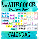 Class Calendar - Watercolor Classroom Decor Theme EDITABLE