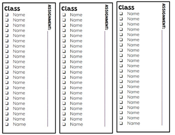 Preview of Class Checklist Slips