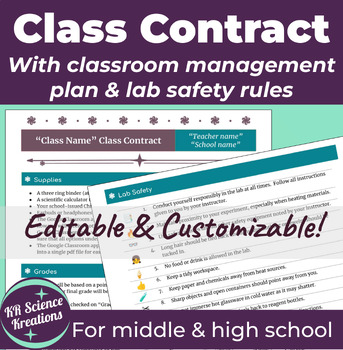 Preview of Class Contract with Classroom Management Procedures