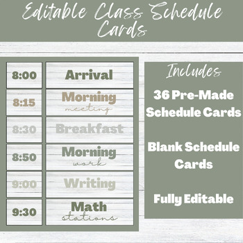 Preview of Class Daily Schedule Cards Editable Farmhouse Design