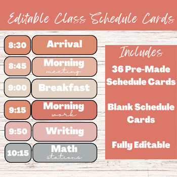 Preview of Class Daily Schedule Cards Editable Sunshine Boho Design