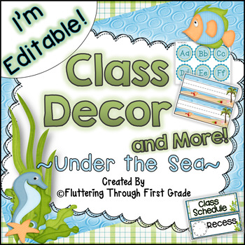 Preview of Classroom Decor Editable~ Ocean Theme