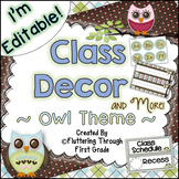 Classroom Decor Editable ~ Owl Theme