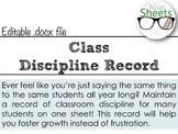 Class Discipline Record