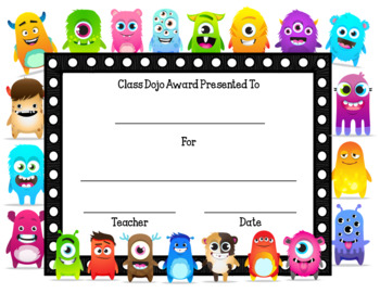 dojo class certificate award awards printable teamwork certificates freebie classroom kinder grade classdojo monthly 2nd teacherspayteachers rewards doc word behavior