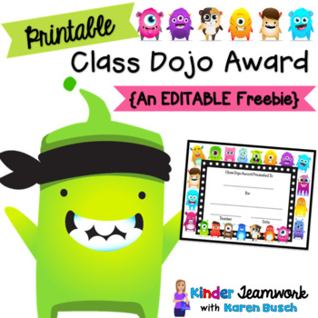 Preview of Class Dojo Award Certificate {Freebie}