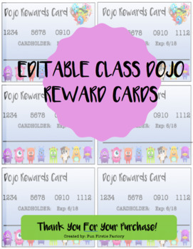 Preview of Class Dojo Credit Cards