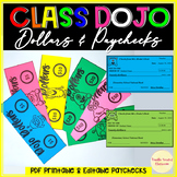 Preview of Class Dojo Dollars Money Cash Editable Paychecks Monsters economy