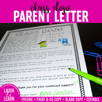 Preview of Class Dojo // Editable Parent Letter {FREEBIE}
