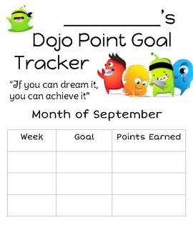 Preview of Class Dojo Monthly Goal Tracker and Reflections