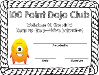 Preview of Class Dojo Point Club Certificates