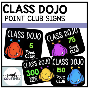 Preview of Class Dojo Point Club Signs // Black & Bright Edition