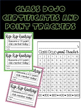 Preview of Class Dojo Point Tracker and Certificates