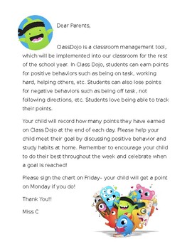 Class Dojo intro letter to parents by Anita Marie | TPT