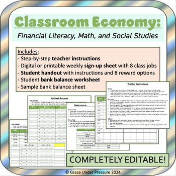 Preview of Classroom Economy: Grades 4-7 Financial Literacy, Class Jobs, and Rewards