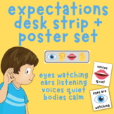 Class Expectations Desk Strips + Posters Eyes, Ears, Voice