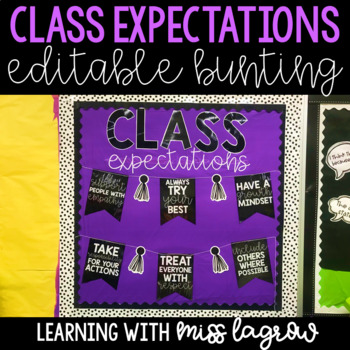Class Expectations Editable Bunting Banner Decor Signs | TPT