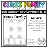 Class Family Word Search Template