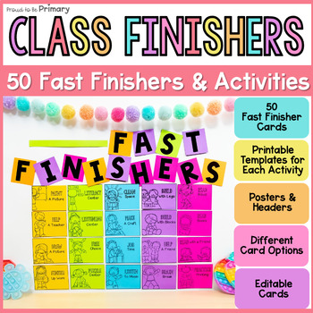Preview of Early Finisher Choice Board, Task Cards, & Worksheets Packet for Fast Finishers